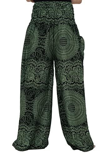 B BANGKOK PANTS Women's Boho Palazzo Pants - color: Blossom Green, size: 20-24 Plus