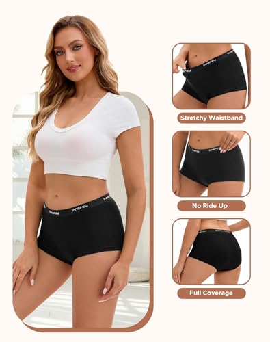 INNERSY Womens Period Boxers Underwear Leak Proof Boy Shorts 3-Pack - color: Black, size: XX-Large