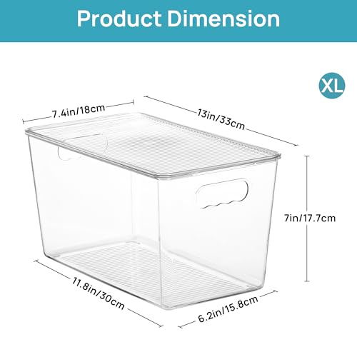 Vtopmart 6 Pack Clear Stackable Storage Bins with Lids and Handles, XLarge - size: XL(13"L x 7.4"W x 7"H)