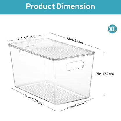 Vtopmart 6 Pack Clear Stackable Storage Bins with Lids and Handles, XLarge - size: XL(13"L x 7.4"W x 7"H)