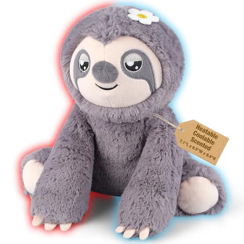 Coolable & Microwavable Weighted Sloth Stuffed Animal, Sitting Heat Plush - style: Sloth