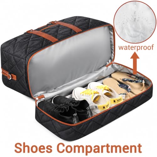 IBFUN Weekender Bags for Women, 3PCS Travel Set with Shoe Compartment 21.6 - color: A20-black+black