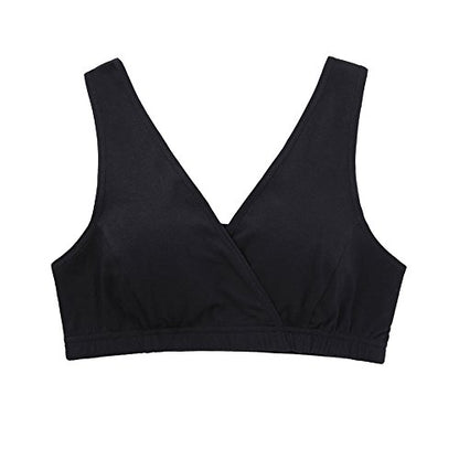 Women's Cotton Tank Sleep Bra for Maternity and Nursing - color: Grey+black, size: Large