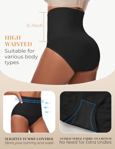 Tummy Control Underwear Women Seamless High Waisted Shapewear Panties - color: 2pack-black, size: 3X-Large