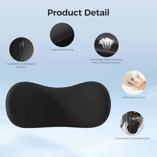 BABUR Lumbar Support Pillow for Car, Coccyx Pain Relief Cushion - color: Black