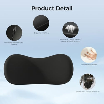 BABUR Lumbar Support Pillow for Car, Coccyx Pain Relief Cushion - color: Black