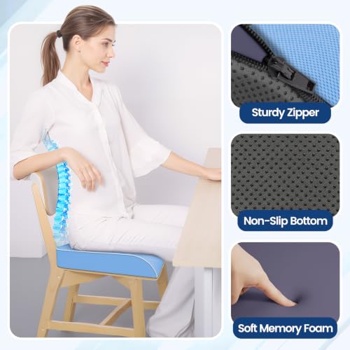 SweetSlubr Seat Cushion, Chair Pad, Memory Foam Tailbone Pain Relief - color: Lightblue, size: Large