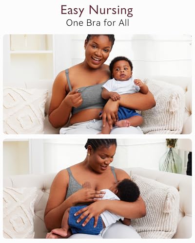 Momcozy Hands Free Pumping & Nursing Bra, Adjustable Cotton Breast Pump Bra - color: Grey, size: Small