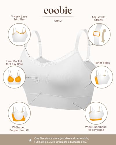 Coobie Lace V-Neck Bra for Women - color: White, size: Large