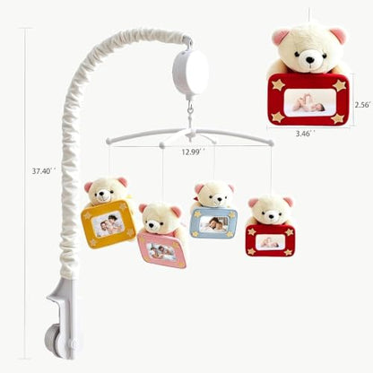 Baby Crib Mobile with DIY Photos Display for Girl Mobile Musical