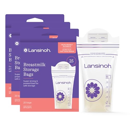 Lansinoh Breastmilk Storage Bags, 6 Ounce, 75 Count - size: 75 Count, style: 6oz