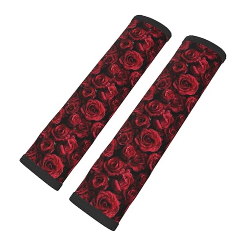 Romance Red Rose 2PCS Car Seat Belt Cover Pad, Comfortable Soft Seatbelt Shoulder & Neck Protection Cushion, Car Accessories Interior,Cars Seat Strap Pads Decor Fit for Cars Trucks Backpack - color: Red Rose