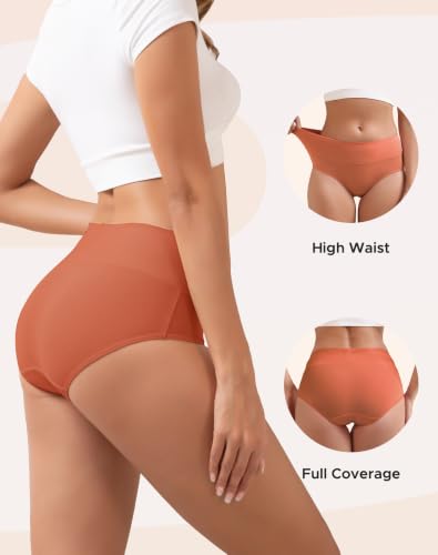 INNERSY Women's Cotton Underwear High Waist Ladies Briefs Full Coverage Panties 4-Pack - color: Maillard, size: Small