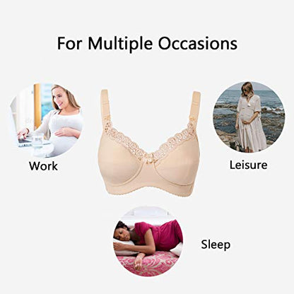 Gratlin Women's Plus Size Cotton Nursing Bra Wireless Breastfeeding Maternity Bras - color: Black, size: 38E