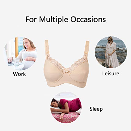 Gratlin Women's Plus Size Cotton Nursing Bra Wireless Breastfeeding Maternity Bras - color: Black, size: 34C