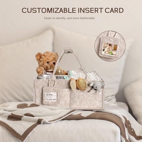 Diaper Caddy Organizer - Large Baby Caddy Organizer with Handle (Oatmeal) - color: Oatmeal