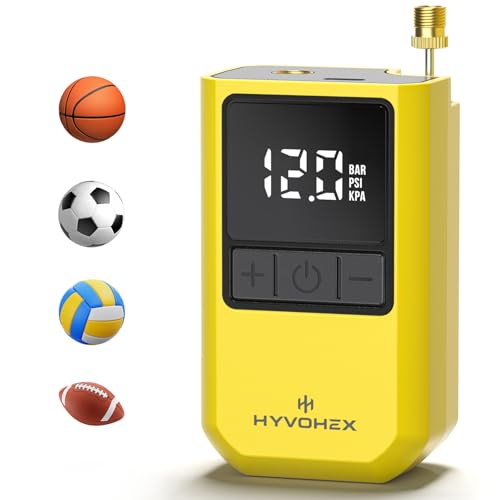 HYVOHEX Mini Electric Ball Pump with Needle for Sports Balls - color: Yellow