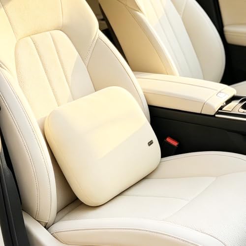 Car Seat Lumbar Support Pillow Cooling for Summer Soft Lower Back Cushion - color: Cream