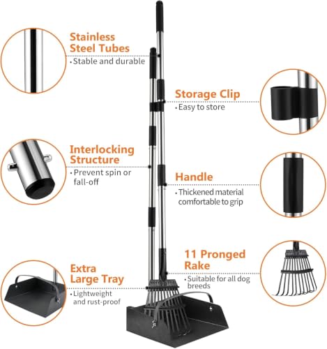 Toozey Extra Large Pooper Scooper for Large Dogs, 43.31" Long Handle - size: 43.31 Inch