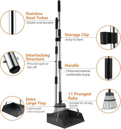 Toozey Extra Large Pooper Scooper for Large Dogs, 43.31" Long Handle - size: 43.31 Inch