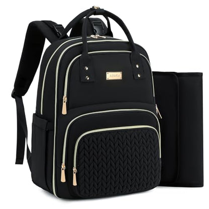 AIJIEKE Diaper Bag Backpack, Large Multi-functional Diaper Backpack, Black - color: Black