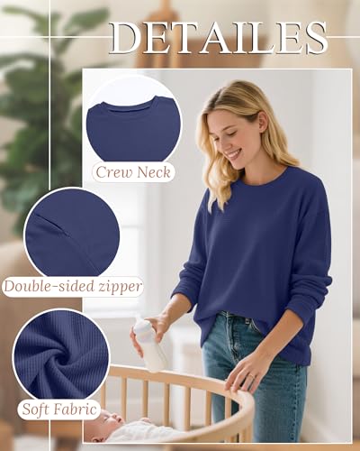Oakgarden 3 Pack Women's Oversized Nursing Tops - color: Dark Blue, Coffee, Black, size: Small