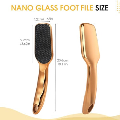 Nano-Glass Foot File Gold, Ergonomic Handle Foot Care Tool - color: Gold