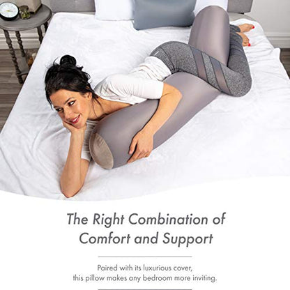 Microbead Body Pillow, Side Sleeping & Pregnancy, 48x8 in, Stone Grey - color: Stone Grey, size: Pillow & Cover