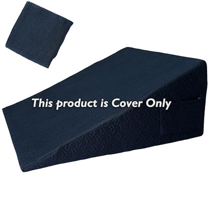 Wedge Pillow Cover 24x24x10 in, Zipper & Pockets, Navy Blue - color: Navy Blue