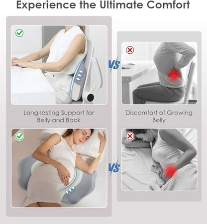 DONAMA Memory Foam Pregnancy Pillow for Sleeping, Cooling Maternity Pillow - color: White and Grey