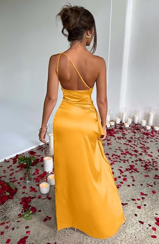 Memoriesea Women's High Split Wedding Guest Party Maxi Dress - color: Gold, size: X-Large
