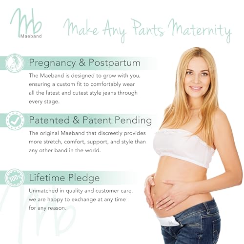 Maeband Maternity Belly Band: Pregnancy Belt & Jeans Waistband Extender - color: Denim Blue, size: Medium