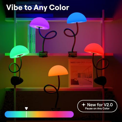 Smallish Shroommate Clip On Light for Dorm Room - 2.0 (Black) - color: Black Black