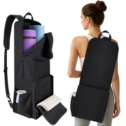 COOLBEBE Yoga Bag for Women with Side Mesh Pockets & Wet Dry Compartment - color: Black