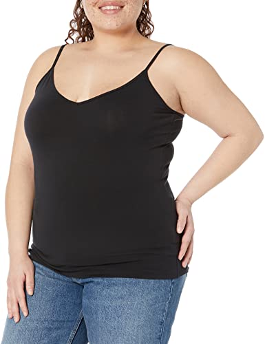 Amazon Essentials Women's Slim-Fit V-Neck Cami, Pack of 4 - color: Black, size: Small