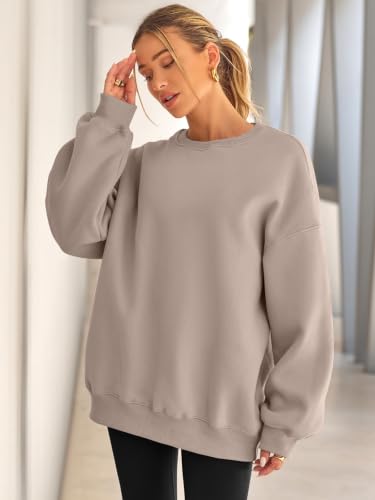 EFAN Womens Oversized Sweatshirt Crewneck Sweater Casual Fall Outfits 2026 - color: Coffeegrey, size: Small