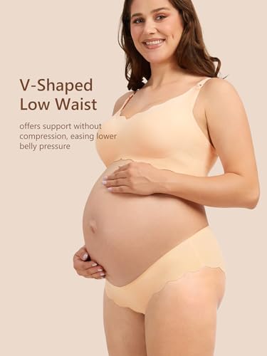 Angelhood 5 Pack Seamless Maternity Underwear, Pregnancy Postpartum Panties - color: Multicoloured B, size: Medium