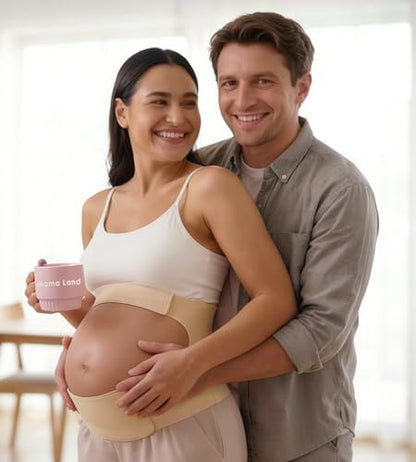 Mama Land Pregnancy Belly Band, One-Piece Maternity Support Belt - color: Beige, size: Medium