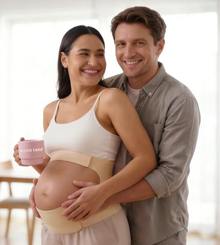 Mama Land Pregnancy Belly Band, One-Piece Maternity Support Belt - color: Beige, size: Medium
