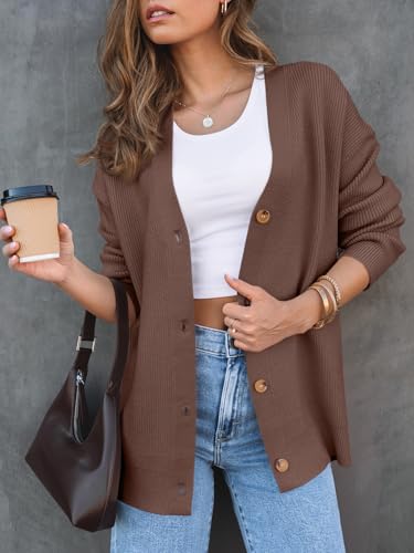 LILLUSORY Women's Oversized Fall Cardigan Sweater Chunky Jackets 2026 - color: Brown, size: Small
