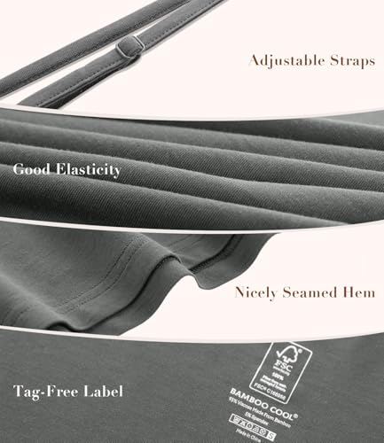 BAMBOO COOL Nightgowns for Women Adjustable Spaghetti Strap Chemise - color: Grey, size: X-Large
