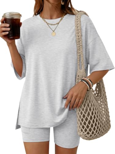 LILLUSORY Womens Lounge Sets 2 Piece Matching Pajamas Summer Outfit 2026 - color: Grey, size: Medium
