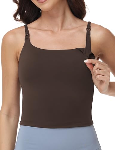 Foucome Nursing Tank Tops for Breastfeeding - color: Brown, size: Medium