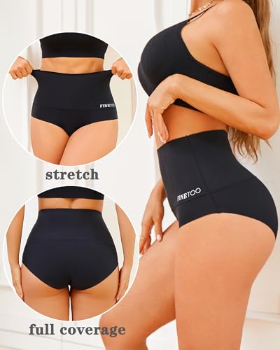 FINETOO Tummy Control Underwear Shapewear for Women Seamless High Waisted Panties Moderate Control Briefs S-3XL - color: B-2pack, size: Medium