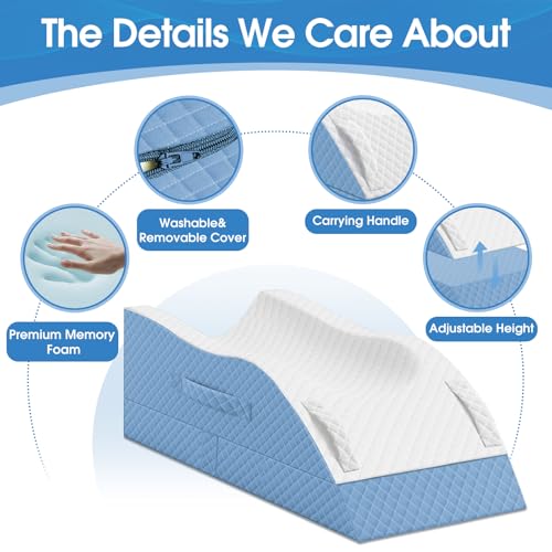 TranquilRelax Leg Elevation Pillows for After Surgery, Light Blue - color: Light Blue, size: Single Leg