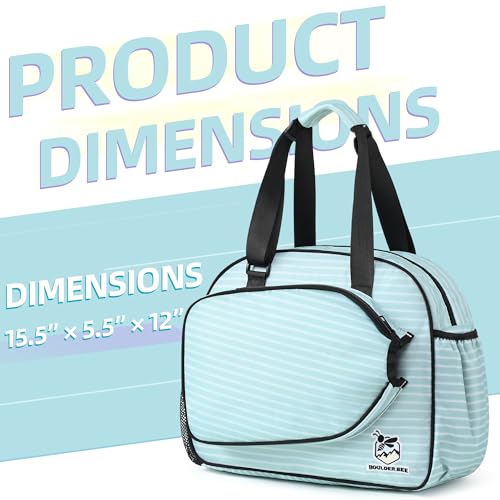 Boulder Bee Pickleball Tote Bag for Women with Paddle Holder - color: Green stripe