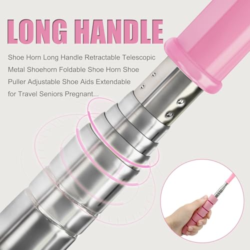 Shoe Horn Long Handle Retractable Telescopic Shoehorn Foldable Shoehorn Shoe Puller Adjustable Shoe Aids - color: Blue