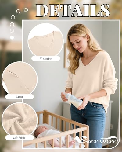 Women’s Waffle Knit Nursing Shirts Regular Fit - color: Cream White, size: X-Large