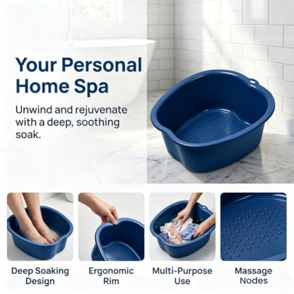 Ytterbium Foot Soaking Basin, Large Massage Foot Soaking Tub-Black - color: Black