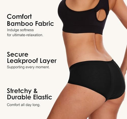 YESWEL Period Underwear For Women Leakproof Hipster Brief Heavy Flow 3 Pack - color: Black, size: X-Large